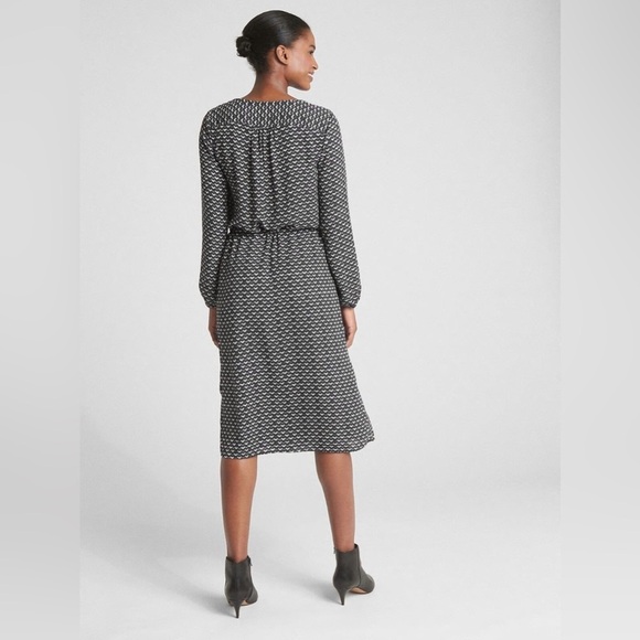 NWT GAP Black White Geomtric Print Long Sleeve Button Down Midi Shirt Dress sz S - Picture 3 of 16